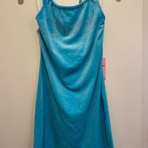 NWT Juicy Couture & Forever 21 size Medium Turquoise Dress with Rhinestone Logo